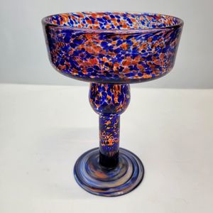 Jay Weberling San Miguel Margarita Confetti Glass Orange Blue Hand Blown